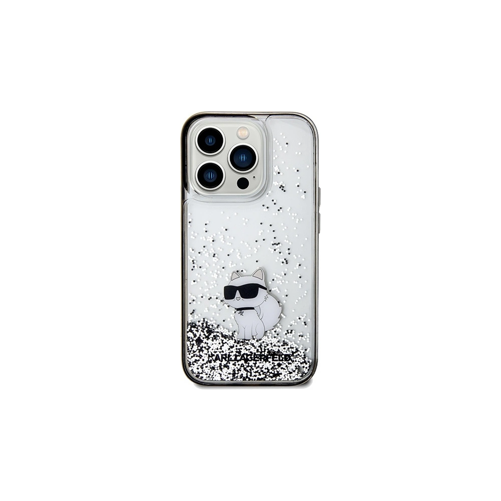 Etui Karl Lagerfeld KLHCP14LLKCNSK Apple iPhone 14 Pro hardcase Liquid Glitter Choupette transparent