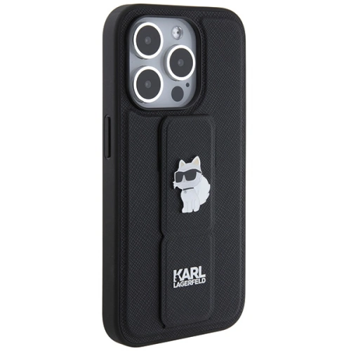 Buy Karl Lagerfeld KLHCP14XGSACHPK Apple iPhone 14 Pro Max hardcase Gripstand Saffiano Choupette Pins black - KLD1840 - {ean13} - Home Screen Store Europe