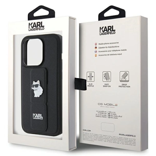 Kup Case Karl Lagerfeld KLHCP14XGSACHPK Apple iPhone 14 Pro Max Hardcase Gripstand Saffiano Choupette Pins schwarz/black - KLD1840 - {ean13} - Sklep Home Screen
