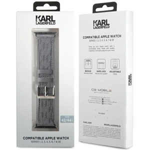 Kup Karl Lagerfeld KLAWLSAKLHPG Apple Watch 4/5/6/7/SE/8/9/Ultra 44/45/49mm Band Saffiano Monogram silber/silver - KLD1843 - {ean13} - Sklep Home Screen
