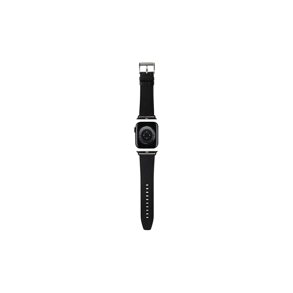 Pasek Karl Lagerfeld KLAWLSAKLHPK Apple Watch 4/5/6/7/SE/8/9/Ultra 44/45/49mm strap Saffiano Monogram czarny/black