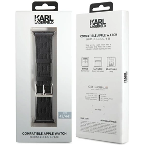 Kup Karl Lagerfeld KLAWLSAKLHPK Apple Watch 4/5/6/7/SE/8/9/Ultra 44/45/49mm Armband Saffiano Monogram schwarz/black - KLD1844 - {ean13} - Sklep Home Screen