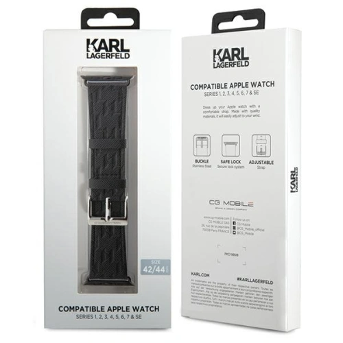 Kup Karl Lagerfeld KLAWLSAKLHPK Apple Watch 4/5/6/7/SE/8/9/Ultra 44/45/49mm Armband Saffiano Monogram schwarz/black - KLD1844 - {ean13} - Sklep Home Screen