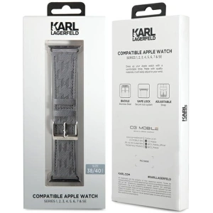 Kup Karl Lagerfeld KLAWMSAKLHPG Apple Watch 4/5/6/7/SE/8/9/10 40/41/42mm Gürtel Saffiano Monogram silber/silver - KLD1845 - {ean13} - Sklep Home Screen
