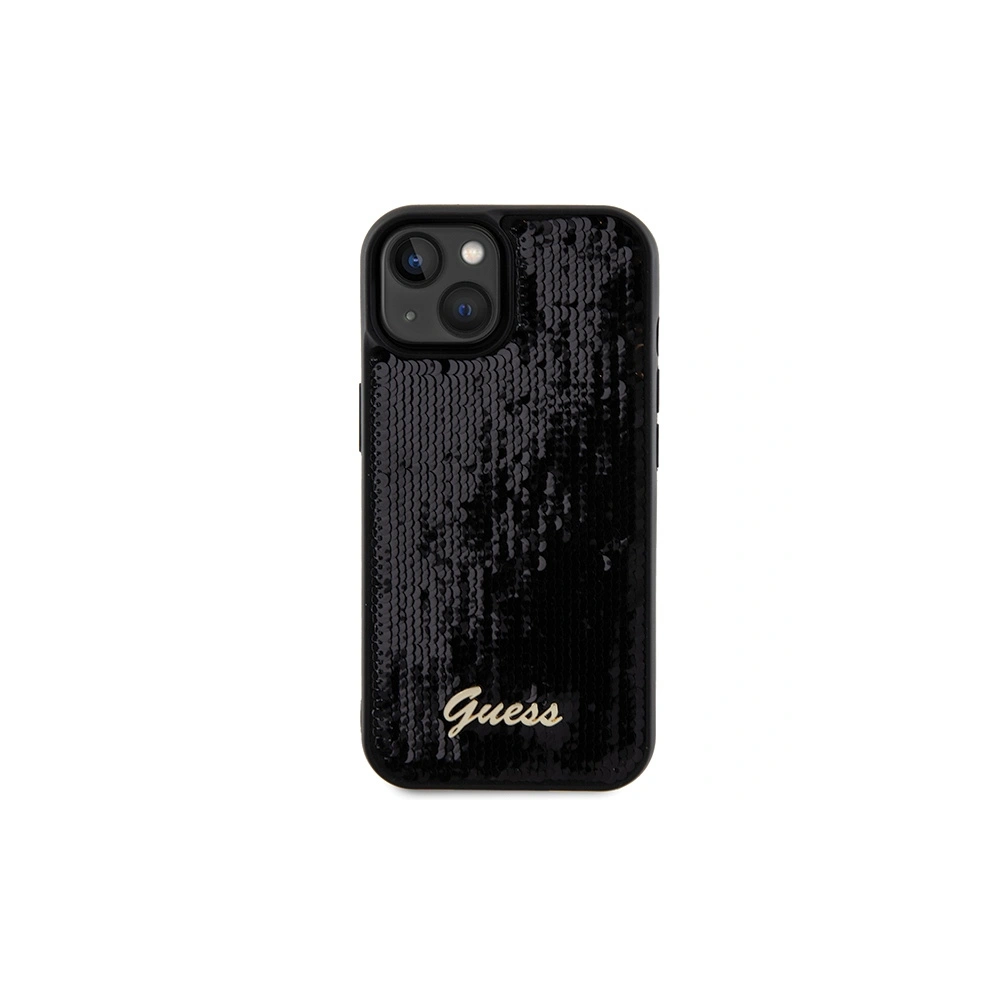 Etui Guess GUHCP14SPSFDGSK Apple iPhone 15 / 14 hardcase Sequin Script Metal czarny/black