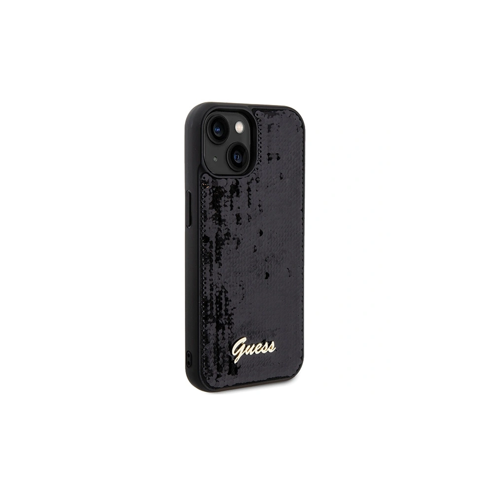 Etui Guess GUHCP14SPSFDGSK Apple iPhone 15 / 14 hardcase Sequin Script Metal czarny/black