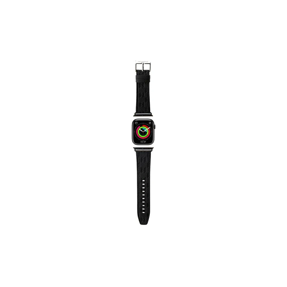 Pasek Karl Lagerfeld KLAWMSAKLHPK Apple Watch 4/5/6/7/SE/8/9/10 40/41/42mm strap Saffiano Monogram czarny/black