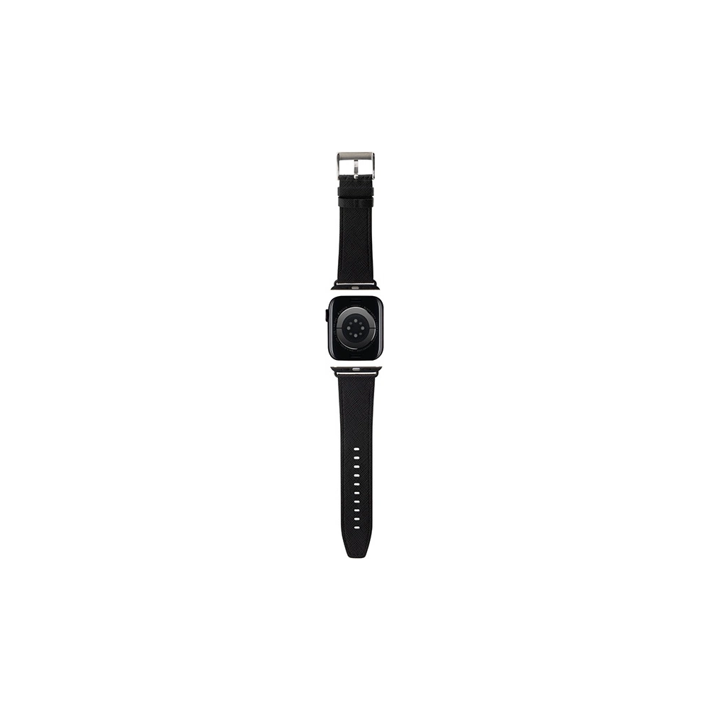 Pasek Karl Lagerfeld KLAWMSAKLHPK Apple Watch 4/5/6/7/SE/8/9/10 40/41/42mm strap Saffiano Monogram czarny/black