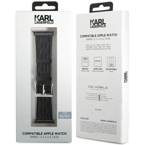 Kup Karl Lagerfeld KLAWMSAKLHPK Apple Watch 4/5/6/7/SE/8/9/10 40/41/42mm Strap Saffiano Monogram schwarz/black - KLD1846 - {ean13} - Sklep Home Screen