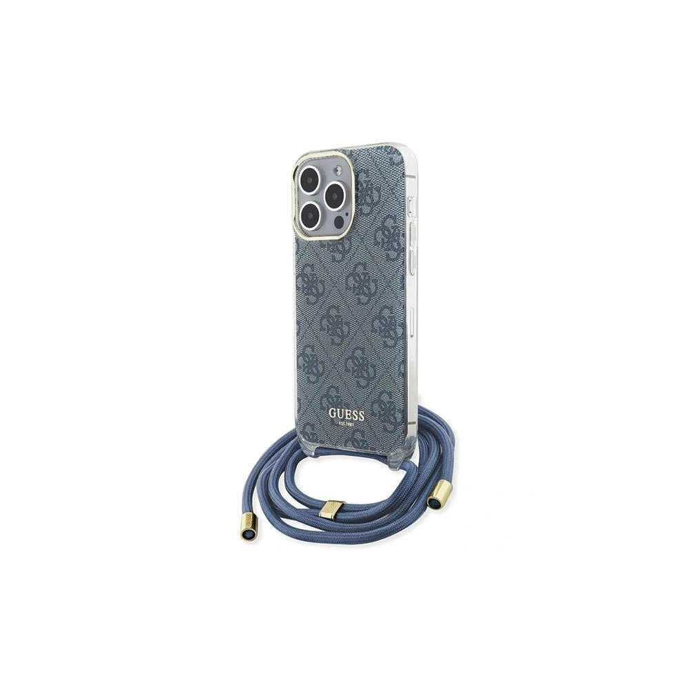 Etui Guess GUHCP15LHC4SEB Apple iPhone 15 Pro hardcase Crossbody Cord 4G Print niebieski/blue