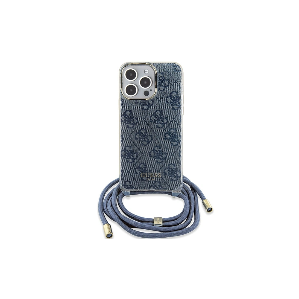 Etui Guess GUHCP15LHC4SEB Apple iPhone 15 Pro hardcase Crossbody Cord 4G Print niebieski/blue