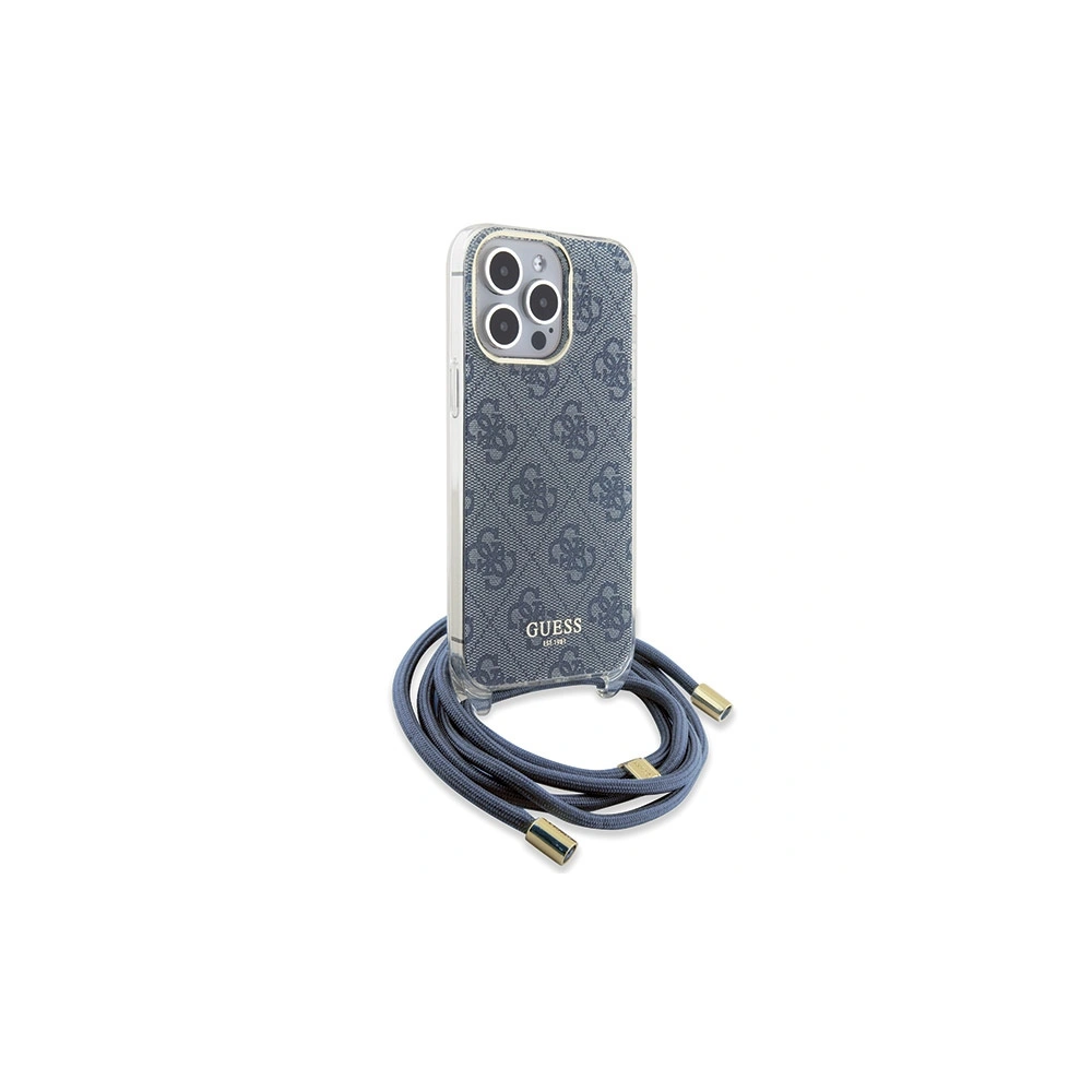 Etui Guess GUHCP15LHC4SEB Apple iPhone 15 Pro hardcase Crossbody Cord 4G Print niebieski/blue