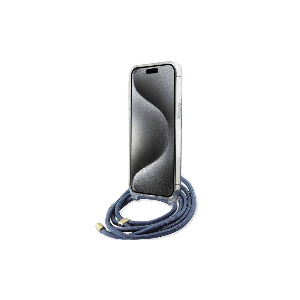 Etui Guess GUHCP15LHC4SEB Apple iPhone 15 Pro hardcase Crossbody Cord 4G Print niebieski/blue