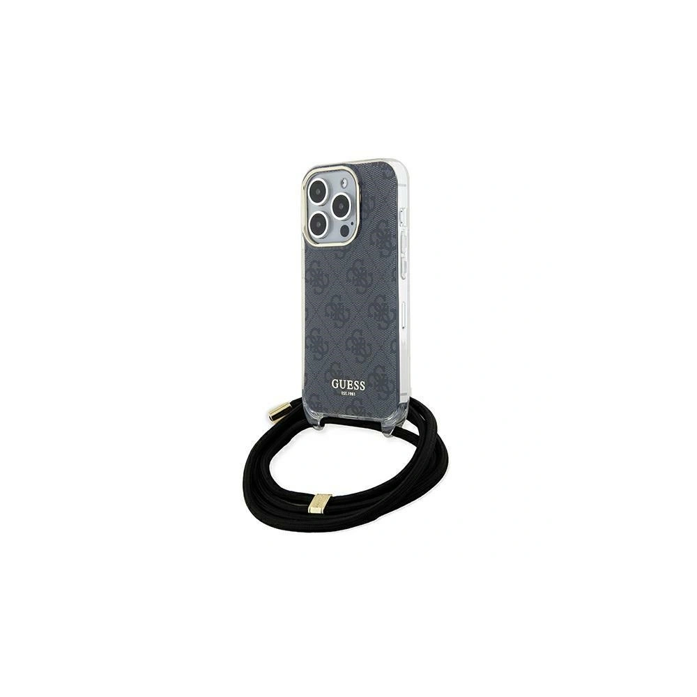 Etui Guess GUHCP15LHC4SEK Apple iPhone 15 Pro hardcase Crossbody Cord 4G Print czarny/black