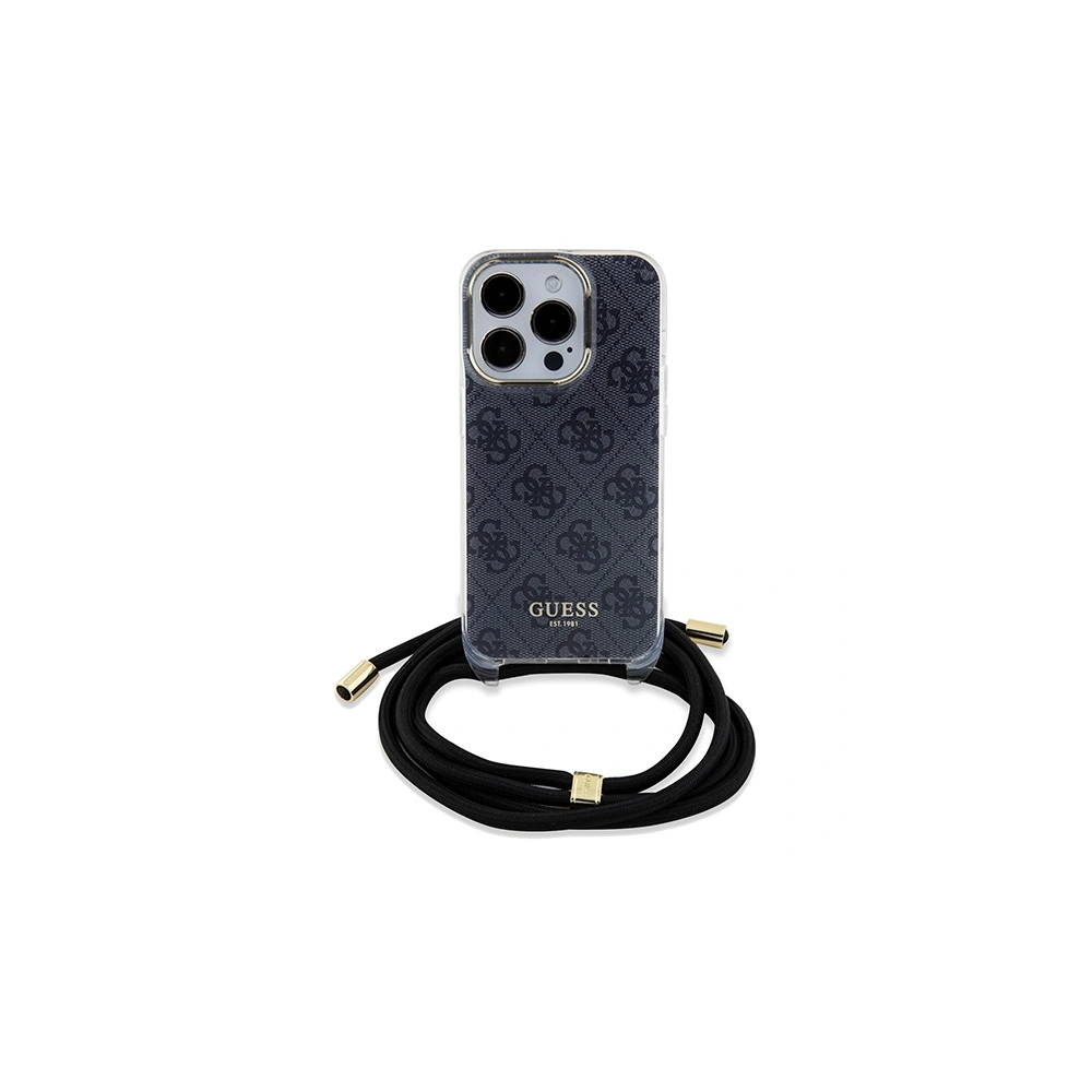 Etui Guess GUHCP15LHC4SEK Apple iPhone 15 Pro hardcase Crossbody Cord 4G Print czarny/black