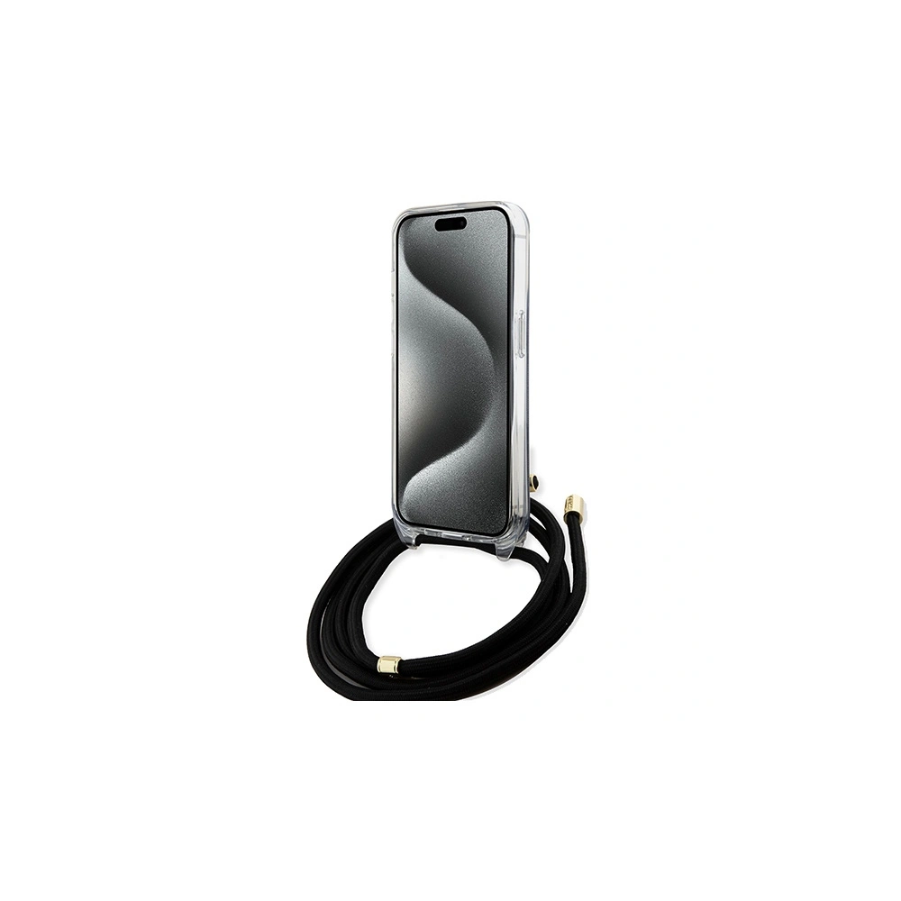 Etui Guess GUHCP15LHC4SEK Apple iPhone 15 Pro hardcase Crossbody Cord 4G Print czarny/black