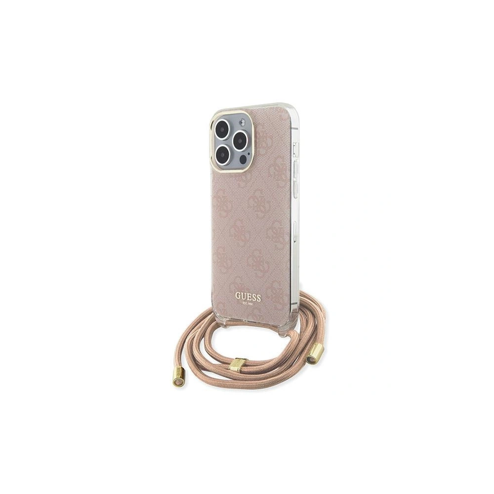 Etui Guess GUHCP15LHC4SEP Apple iPhone 15 Pro hardcase Crossbody Cord 4G Print różowy/pink