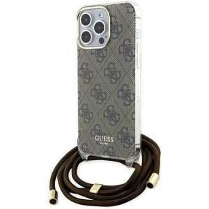 Etui Guess GUHCP15LHC4SEW Apple iPhone 15 Pro hardcase Crossbody Cord 4G Print brązowy/brown