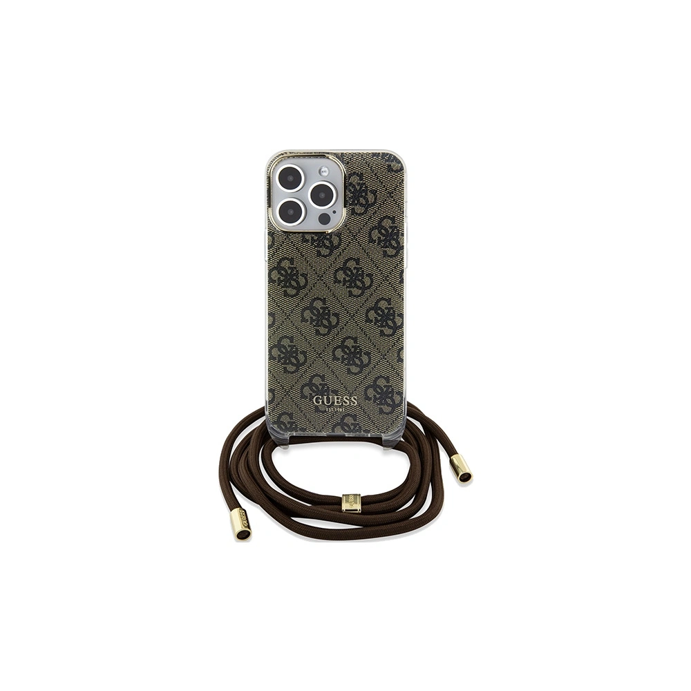 Etui Guess GUHCP15LHC4SEW Apple iPhone 15 Pro hardcase Crossbody Cord 4G Print brązowy/brown