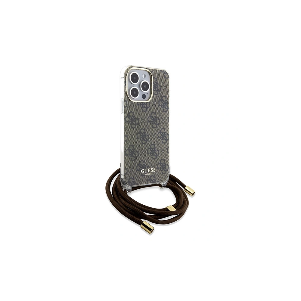 Etui Guess GUHCP15LHC4SEW Apple iPhone 15 Pro hardcase Crossbody Cord 4G Print brązowy/brown