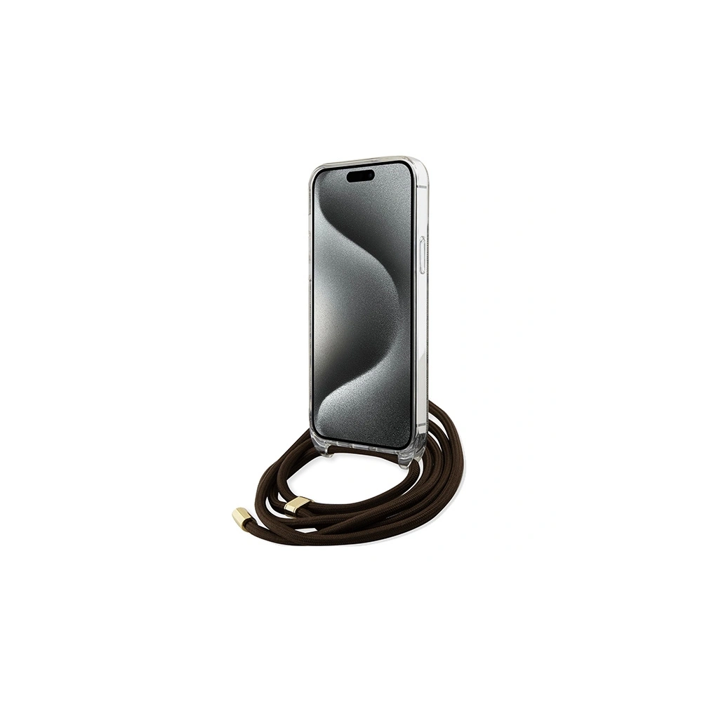 Etui Guess GUHCP15LHC4SEW Apple iPhone 15 Pro hardcase Crossbody Cord 4G Print brązowy/brown