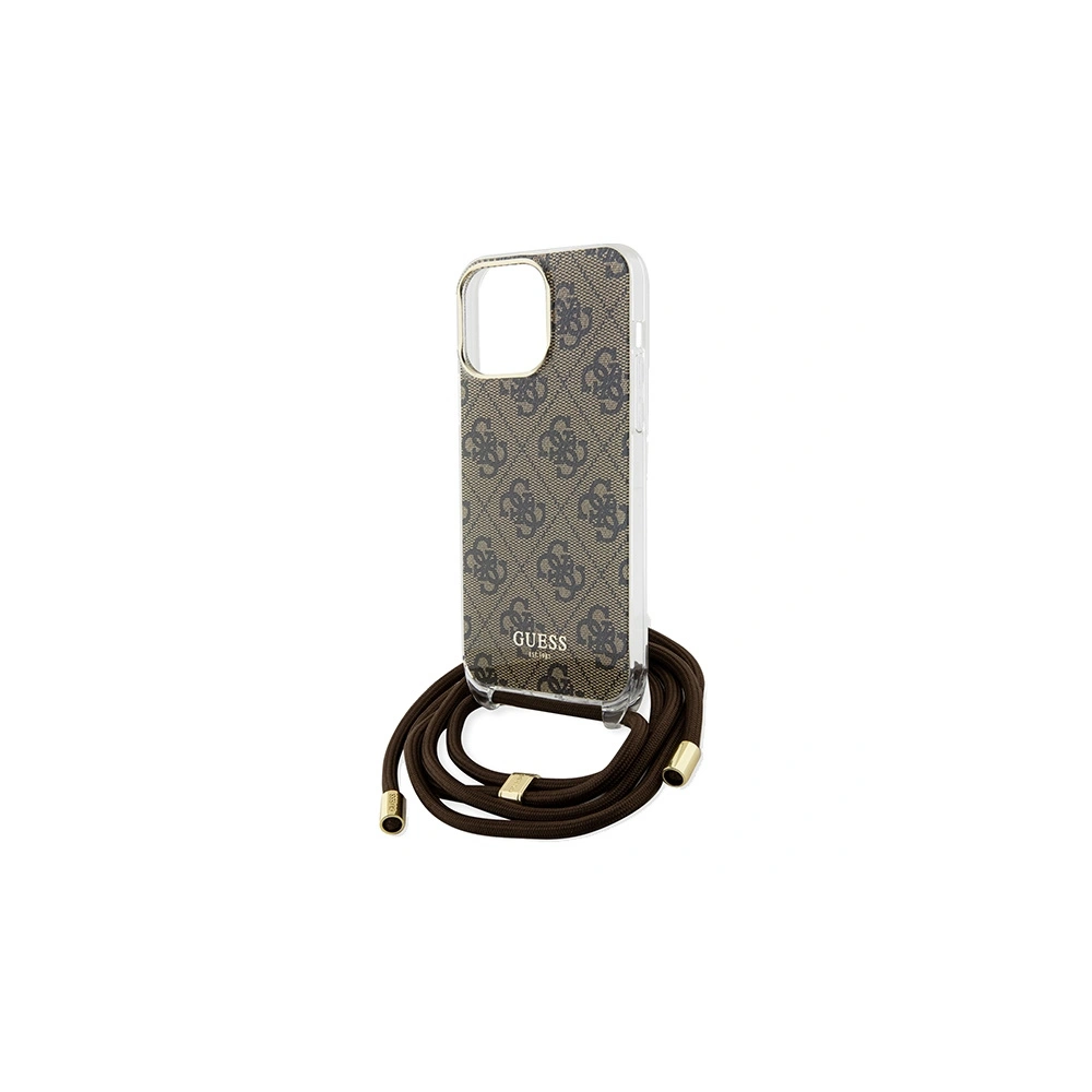 Etui Guess GUHCP15LHC4SEW Apple iPhone 15 Pro hardcase Crossbody Cord 4G Print brązowy/brown