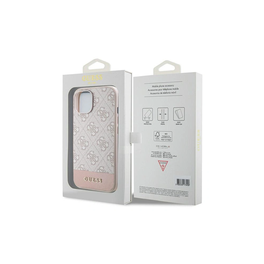 Etui Guess GUHCP15SG4GLPI Apple iPhone 15 / 14 hard case 4G Stripe Collection różowy/pink
