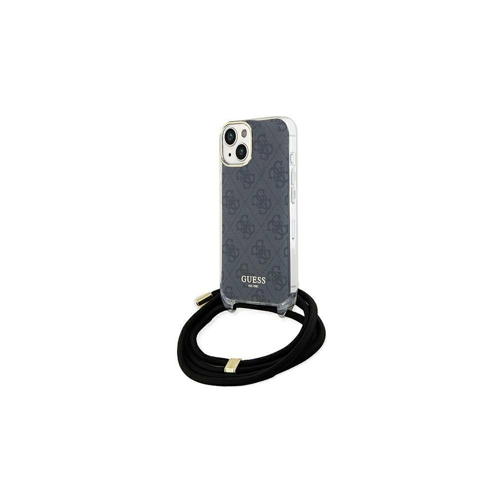Etui Guess GUHCP15SHC4SEK Apple iPhone 15 / 14 hardcase Crossbody Cord 4G Print czarny/black