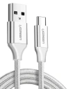 Nickel plated USB-C QC3.0 Cable UGREEN 0,25m with aluminium plug White