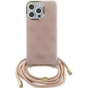 Etui Guess GUHCP15SHC4SEP Apple iPhone 15 / 14 hardcase Crossbody Cord 4G Print różowy/pink