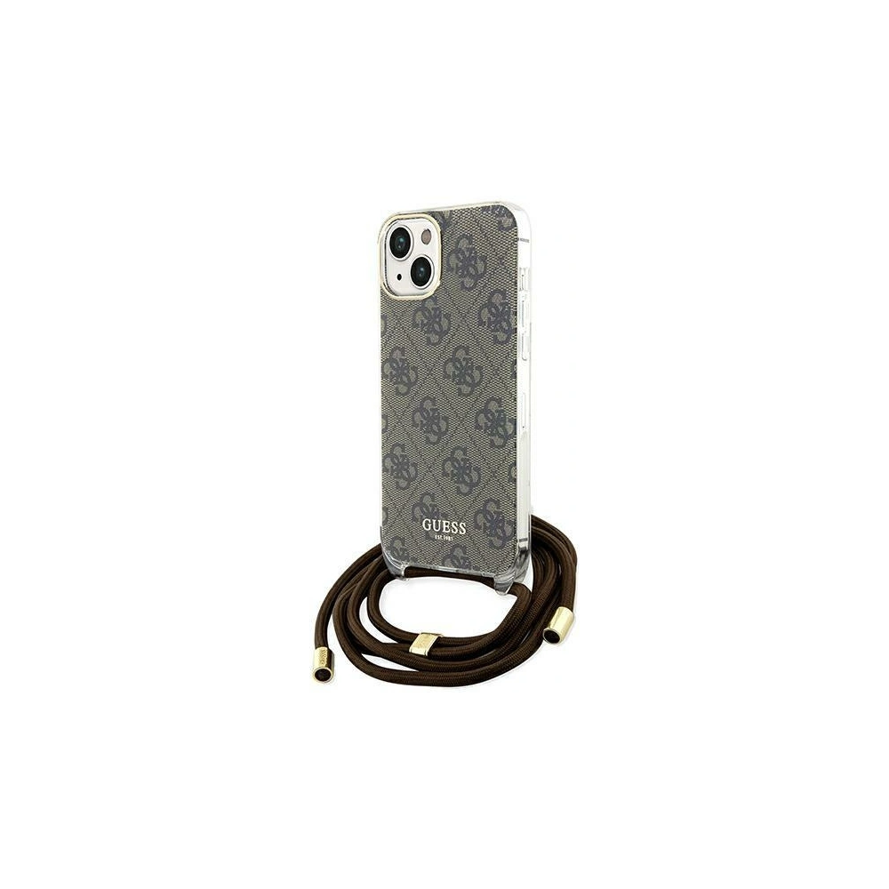 Etui Guess GUHCP15SHC4SEW Apple iPhone 15 / 14 hardcase Crossbody Cord 4G Print brązowy/brown