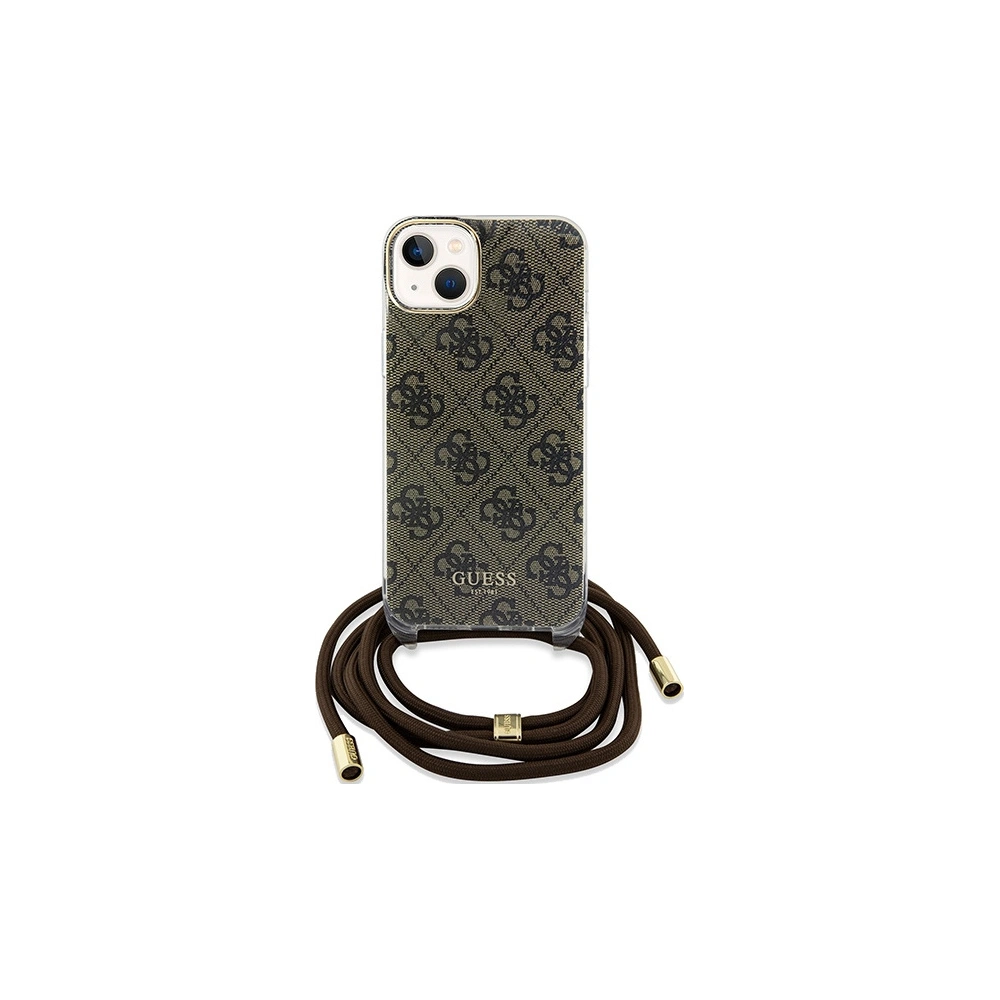 Etui Guess GUHCP15SHC4SEW Apple iPhone 15 / 14 hardcase Crossbody Cord 4G Print brązowy/brown