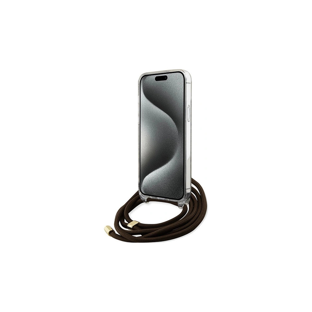 Etui Guess GUHCP15SHC4SEW Apple iPhone 15 / 14 hardcase Crossbody Cord 4G Print brązowy/brown