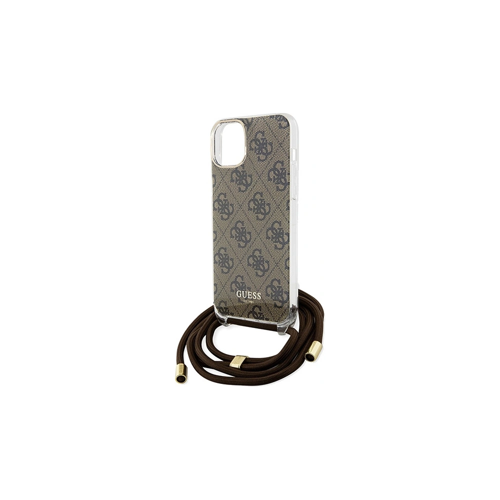 Etui Guess GUHCP15SHC4SEW Apple iPhone 15 / 14 hardcase Crossbody Cord 4G Print brązowy/brown