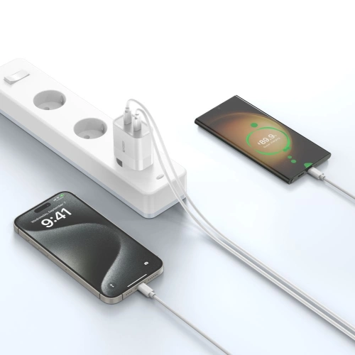 Kup Netzteil Tech-Protect C20W Netzladegerät 2xUSB-C, PD, 20W + USB-C / USB-C Kabel 100cm Weiß - THP2455 - {ean13} - Sklep Home Screen