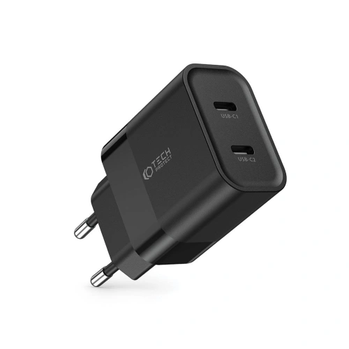 Buy Tech-Protect C20W Network Charger 2xUSB-C, PD, 20W Black - THP2460 - {ean13} - Home Screen Store Europe