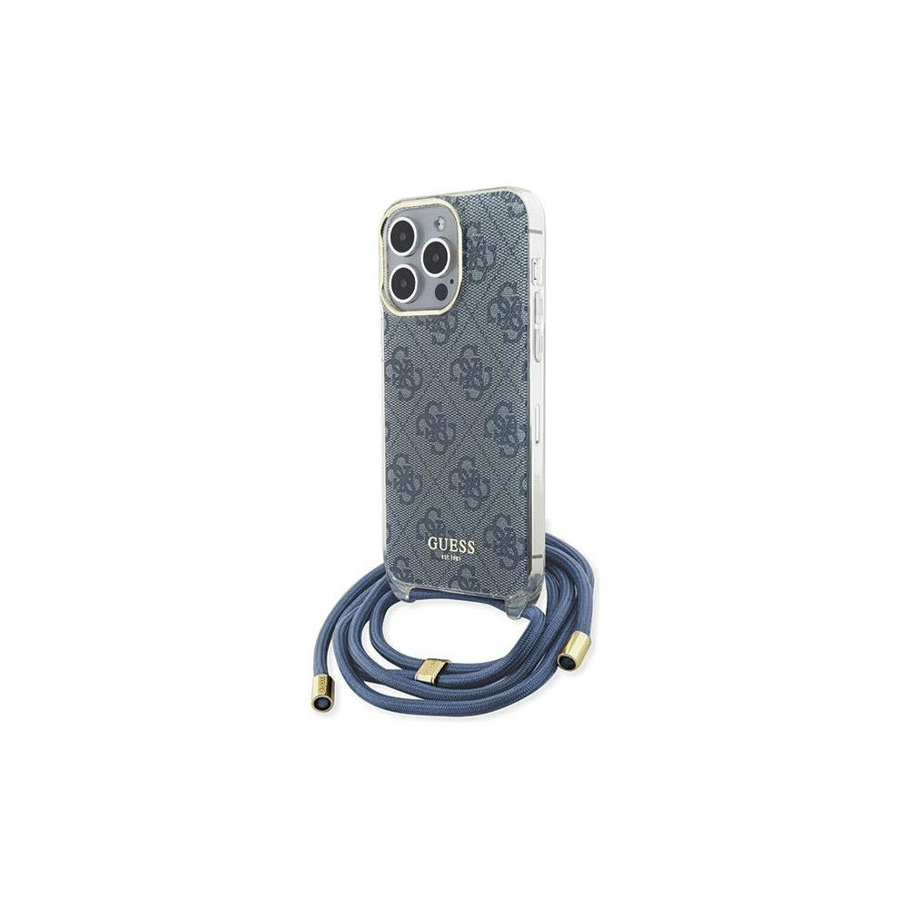 Etui Guess GUHCP15XHC4SEB Apple iPhone 15 Pro Max hardcase Crossbody Cord 4G Print niebieski/blue