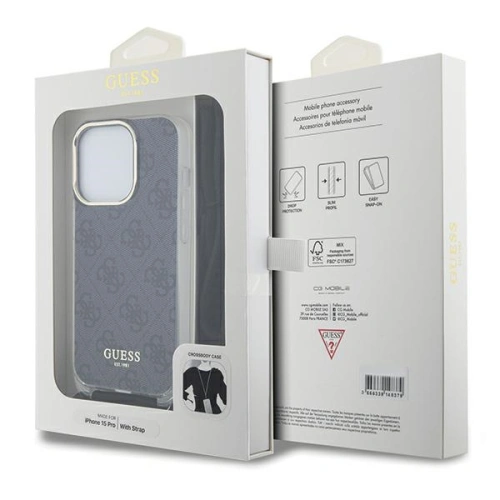 Kup Etui Guess GUHCP15XHC4SEK Apple iPhone 15 Pro Max kemény tok Crossbody Cord 4G Print fekete/black - GUE3097 - {ean13} - Sklep Home Screen