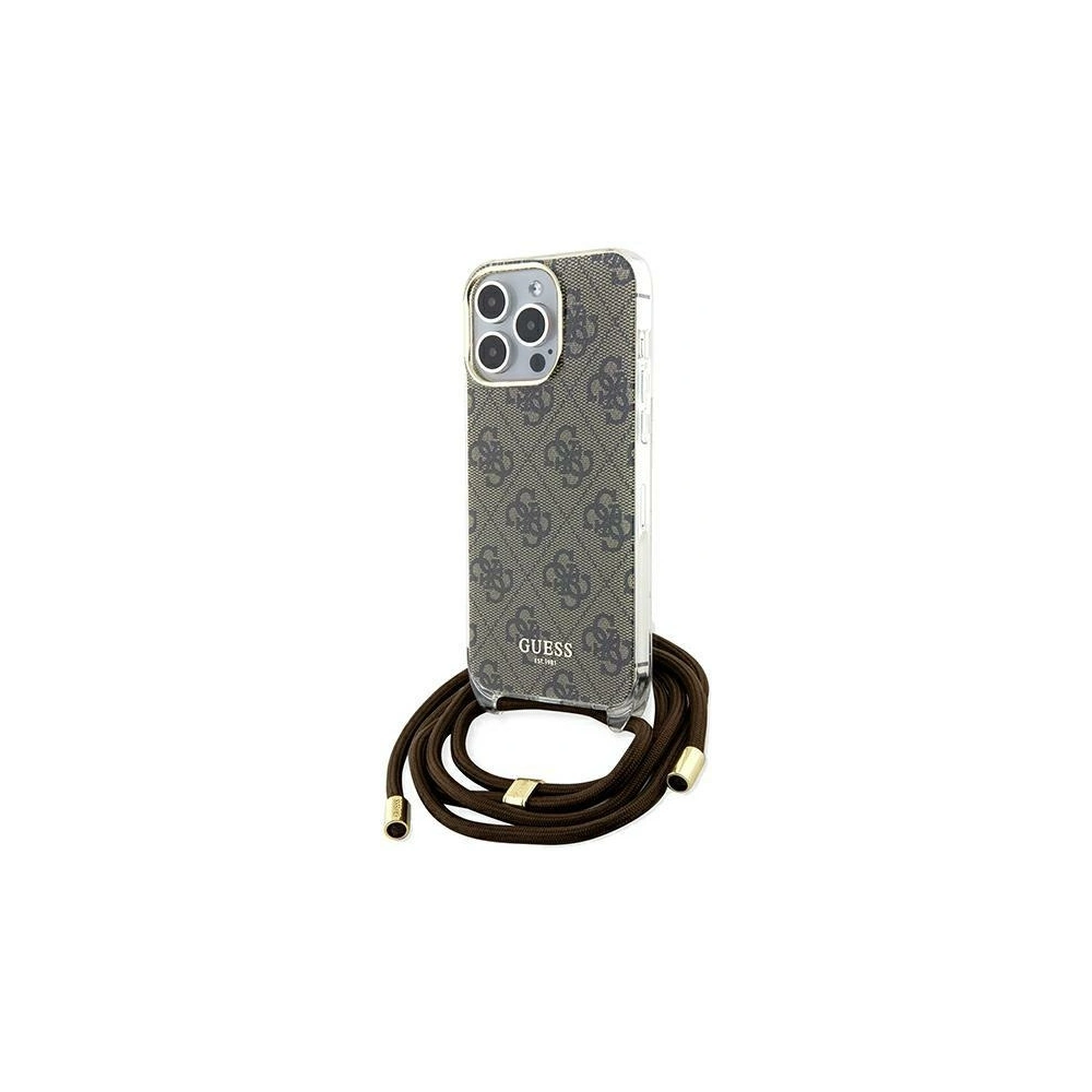 Etui Guess GUHCP15XHC4SEW Apple iPhone 15 Pro Max hardcase Crossbody Cord 4G Print brązowy/brown