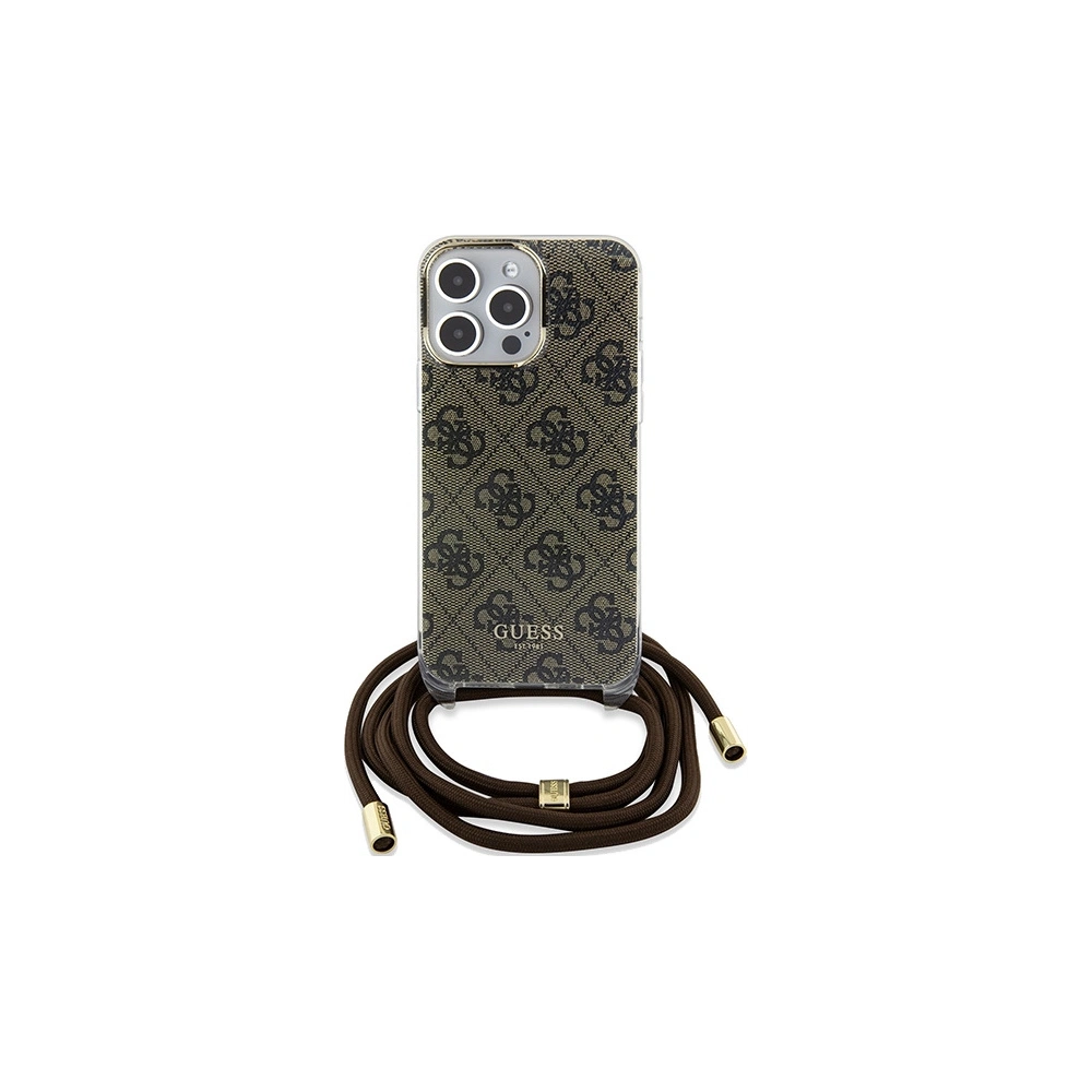 Etui Guess GUHCP15XHC4SEW Apple iPhone 15 Pro Max hardcase Crossbody Cord 4G Print brązowy/brown