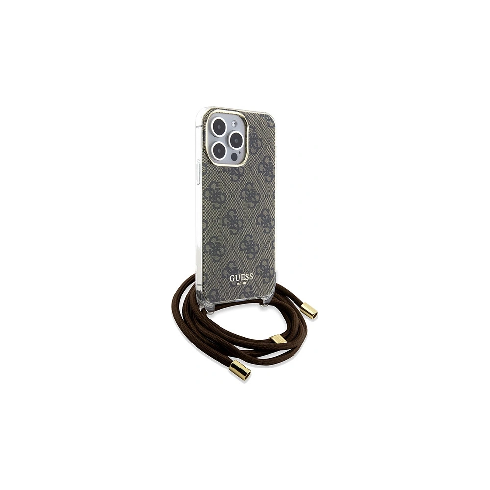 Etui Guess GUHCP15XHC4SEW Apple iPhone 15 Pro Max hardcase Crossbody Cord 4G Print brązowy/brown