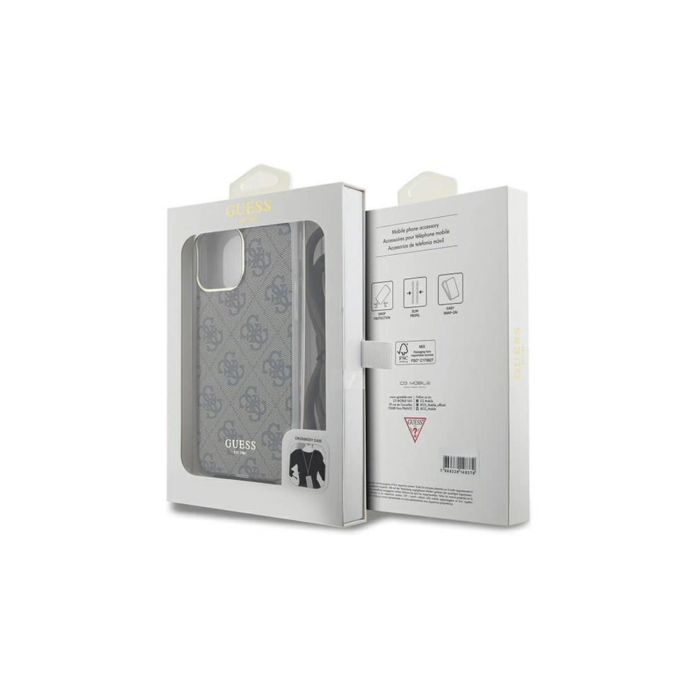 Etui Guess GUHCP15XHC4SEW Apple iPhone 15 Pro Max hardcase Crossbody Cord 4G Print brązowy/brown