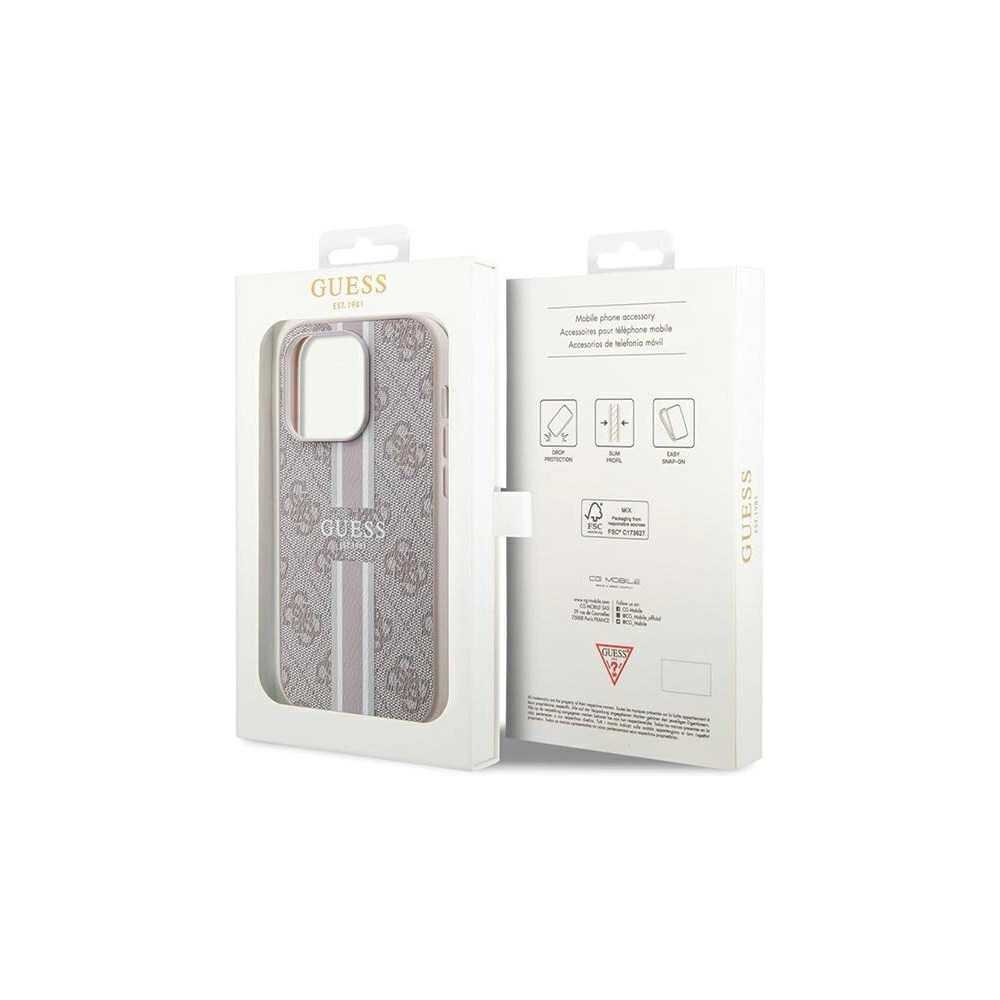 Etui Guess GUHMP15LP4RPSP Apple iPhone 15 Pro hardcase 4G Printed Stripes MagSafe różowy/pink