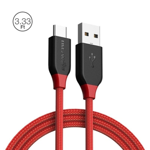 Buy USB-C 2.0 Cable AmpCore Kevlar BlitzWolf BW-TC5 1m Red - BLZ075RED - {ean13} - Home Screen Store Europe