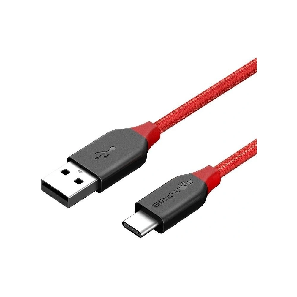 Kabel USB 2.0 typu C AmpCore Kevlar BlitzWolf BW-TC5 1m, czerwony