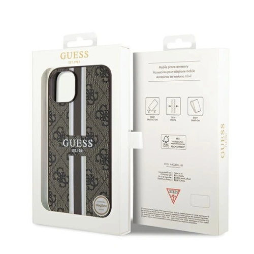 Kup Case Guess GUHMP15SP4RPSW Apple iPhone 15 / 14 / 13 Hardcase 4G Gedruckte Streifen MagSafe braun/brown - GUE3105 - {ean13} - Sklep Home Screen