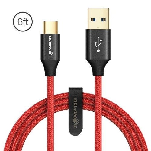 Kup BlitzWolf USB Typ C Kabel Ampcore BW-TC10 1.8m, rot - BLZ076RED - {ean13} - Sklep Home Screen