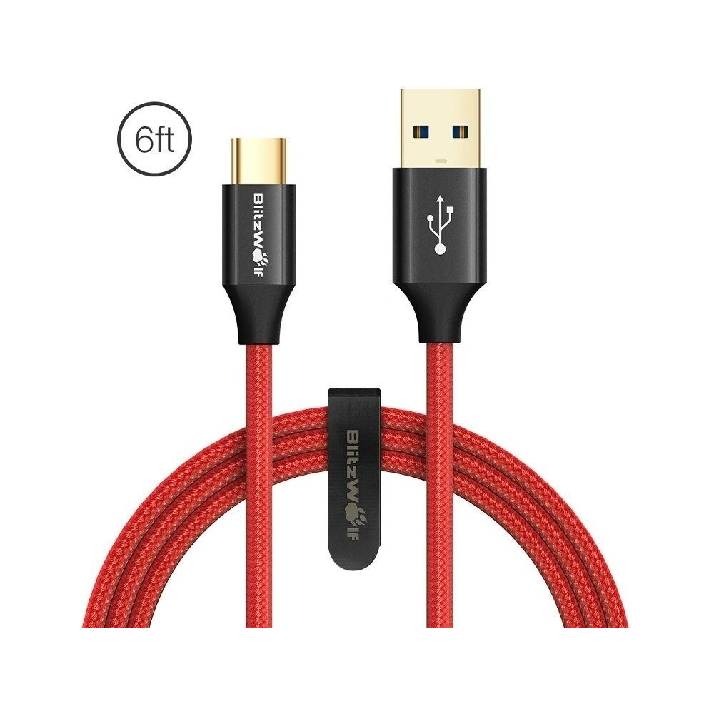 Kabel USB Typu C BlitzWolf Ampcore BW-TC10 1,8m, czerwony