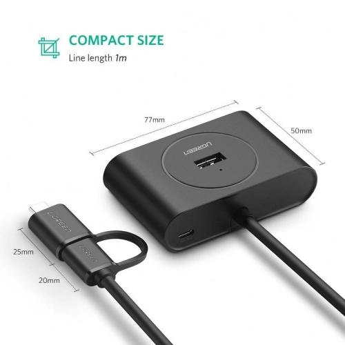 Kup USB 3.0 + USB-C 3.1 UGREEN 4-Port HUB, OTG - UGR078 - {ean13} - Sklep Home Screen