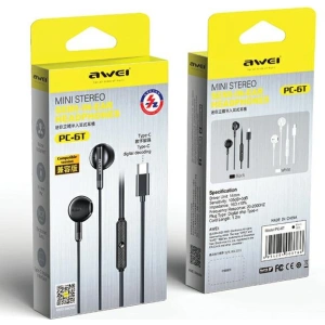 Kup 1.2m Căști in-ear cu fir AWEI PC-6T USB-C, negru/negru - AWEI172 - {ean13} - Sklep Home Screen